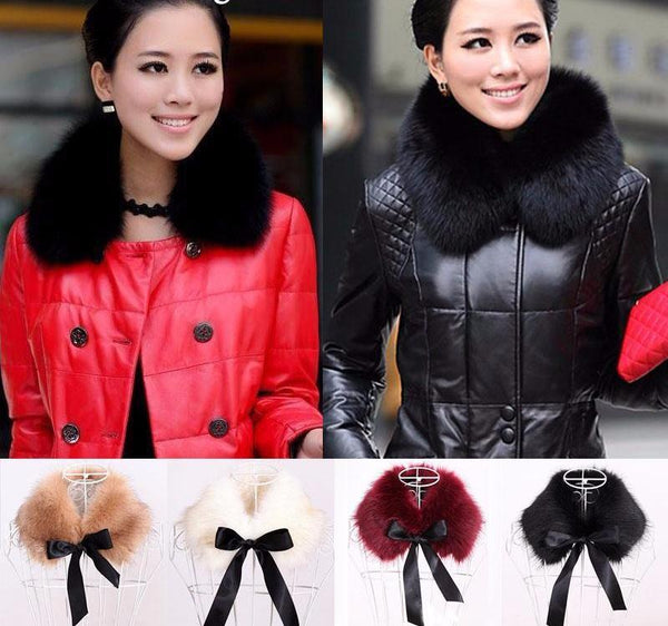 Fox Fur Collar Wrap Scarf