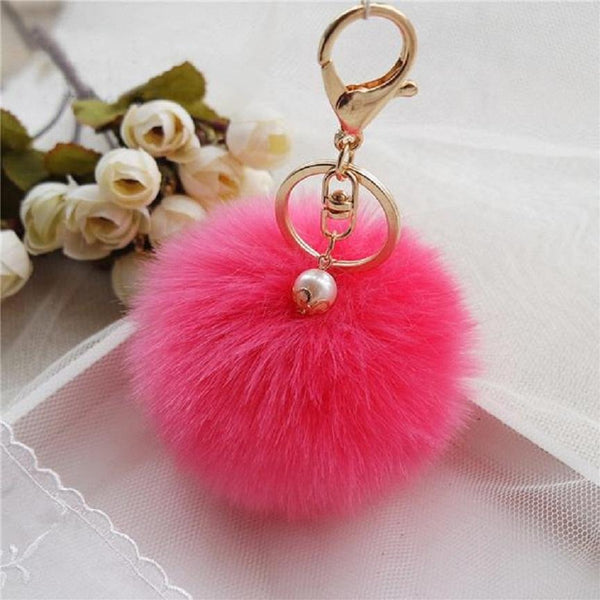 Artificial Rabbit Fur Plush Ball Keychain