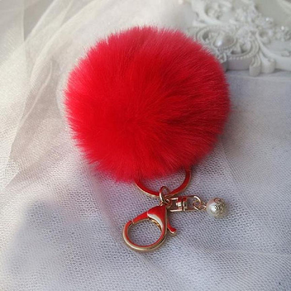 Artificial Rabbit Fur Plush Ball Keychain