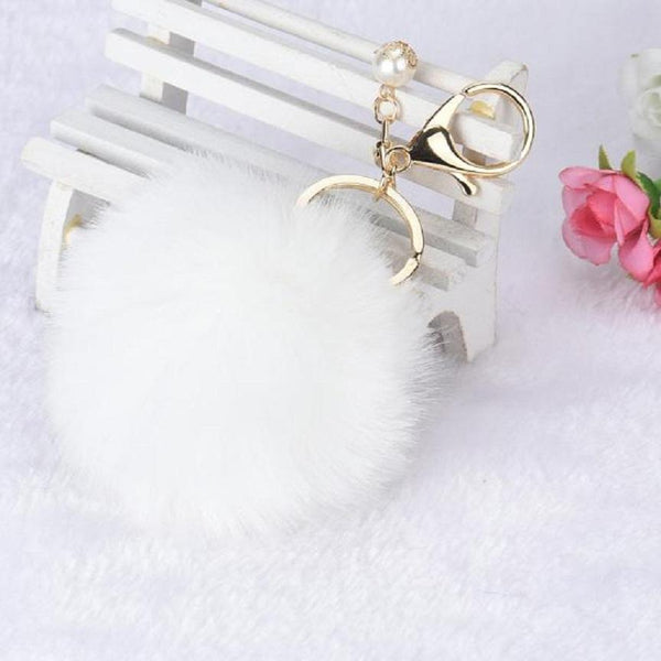 Artificial Rabbit Fur Plush Ball Keychain