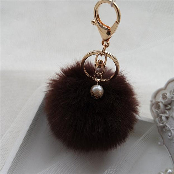 Artificial Rabbit Fur Plush Ball Keychain