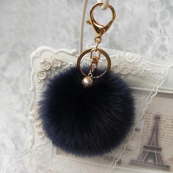 Artificial Rabbit Fur Plush Ball Keychain