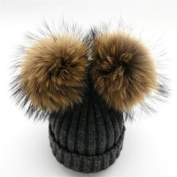 Mink Fur Pompom Hat