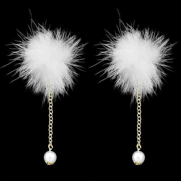 Fur Ball Drop Earrings